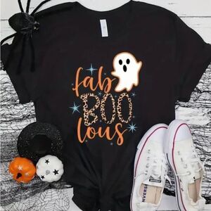 NWT FABOOLOUS Women’s Casual Short Sleeve Black Halloween Shirt XXL + EARRINGS